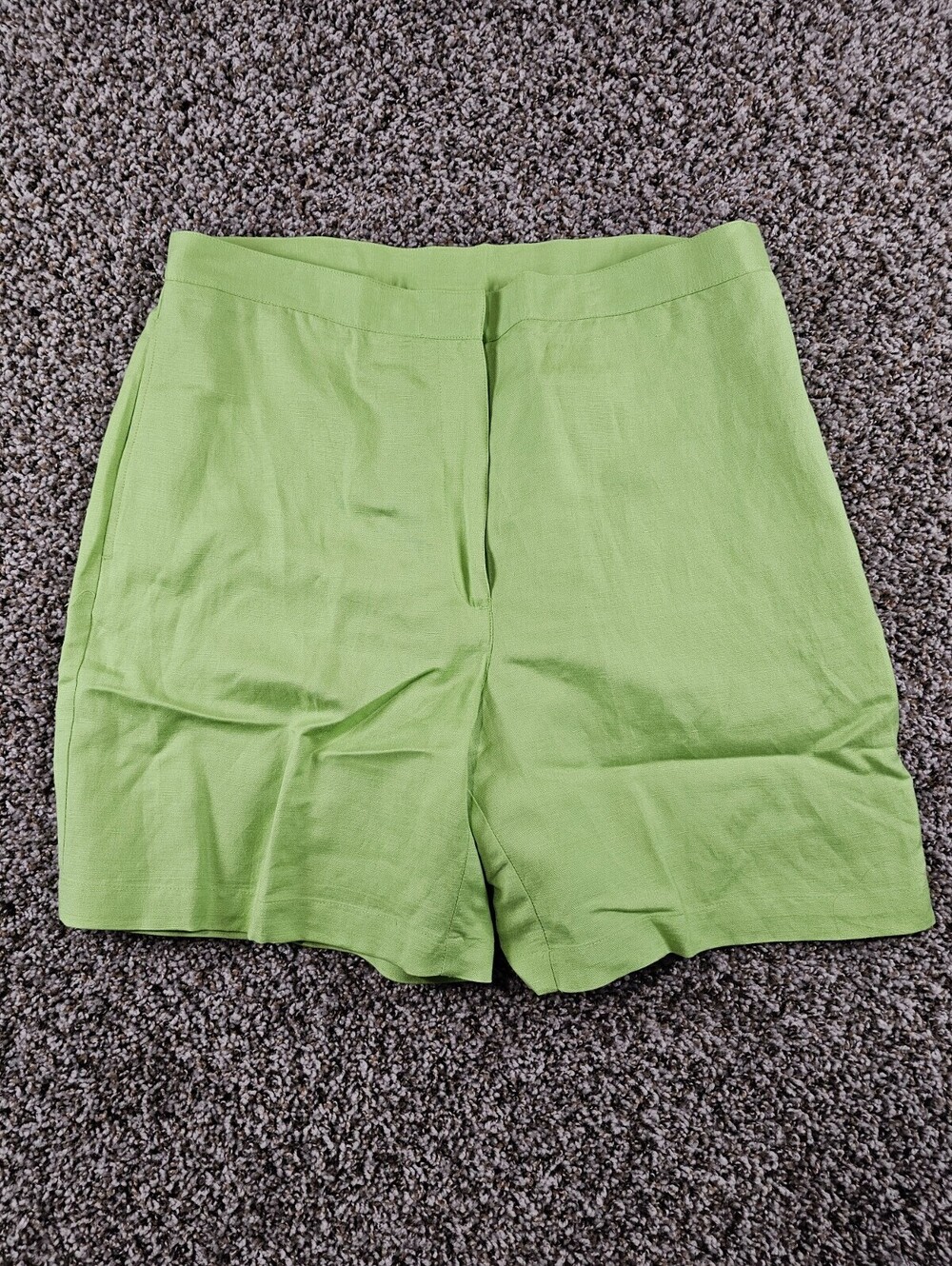 Vtg Jones Wear Sport Womens Sz 14 Linen Blend Mom Shorts Lime Green High Waist